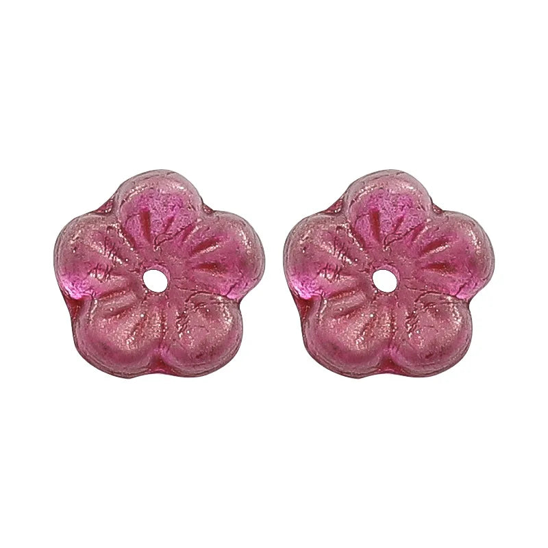 Czech Ryukyu Glass 8mm Plum Flower Vintage Glass Flower DIY Hairpin