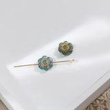 Czech Glass Plum Flower Beads DIY Jewelry 2pcs