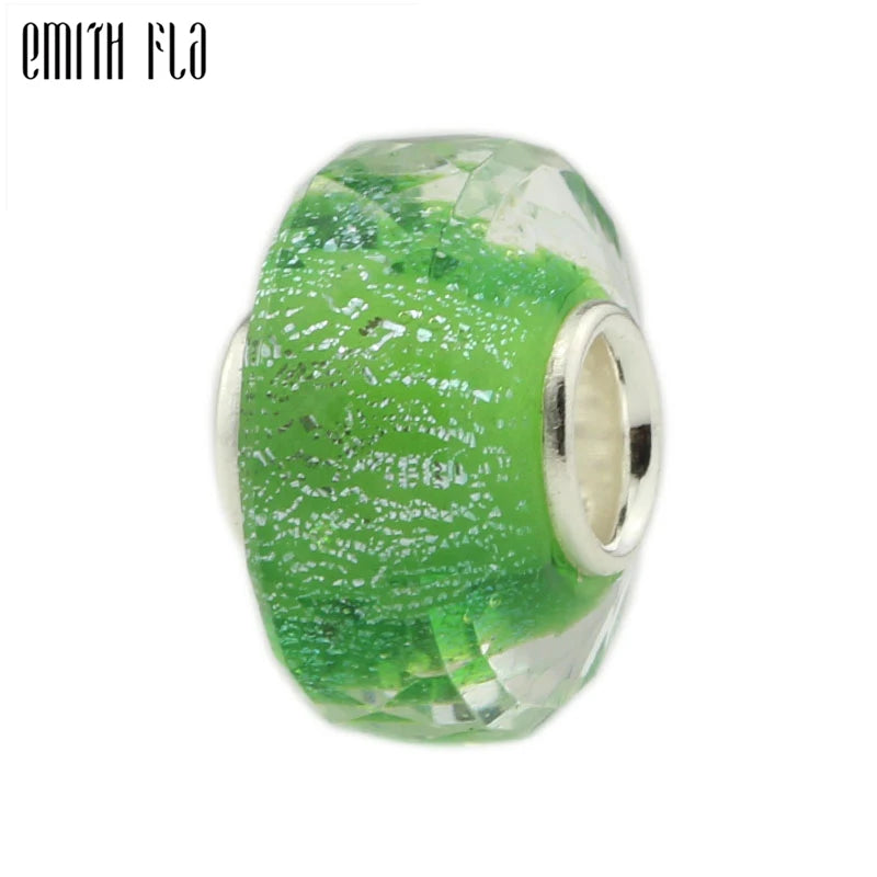 Green Charm Beads 925 Sterling Silver European Bracelet Women Beads