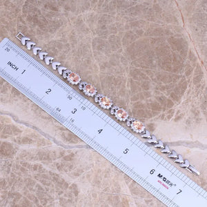 Brown Morganite CZ Bracelet 7 inch