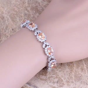 Brown Morganite CZ Bracelet 7 inch