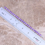 Purple CZ Silver Chain Bracelet 7 inch