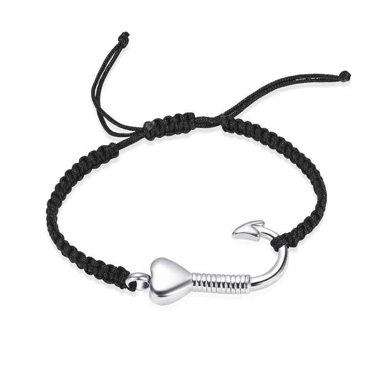 Imrsanl Fish Hook Cremation Bracelet for Ashes Stainless Steel