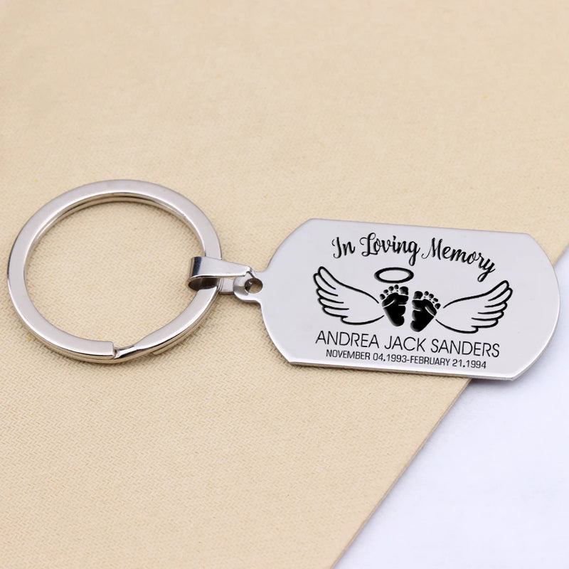 Memorial Keychain Personalized Stainless Steel Miscarriage Gift