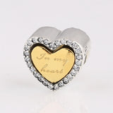 Crystal Bead Heart Charm Bracelet DIY Jewelry