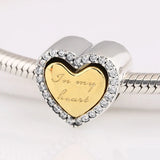 Crystal Bead Heart Charm Bracelet DIY Jewelry