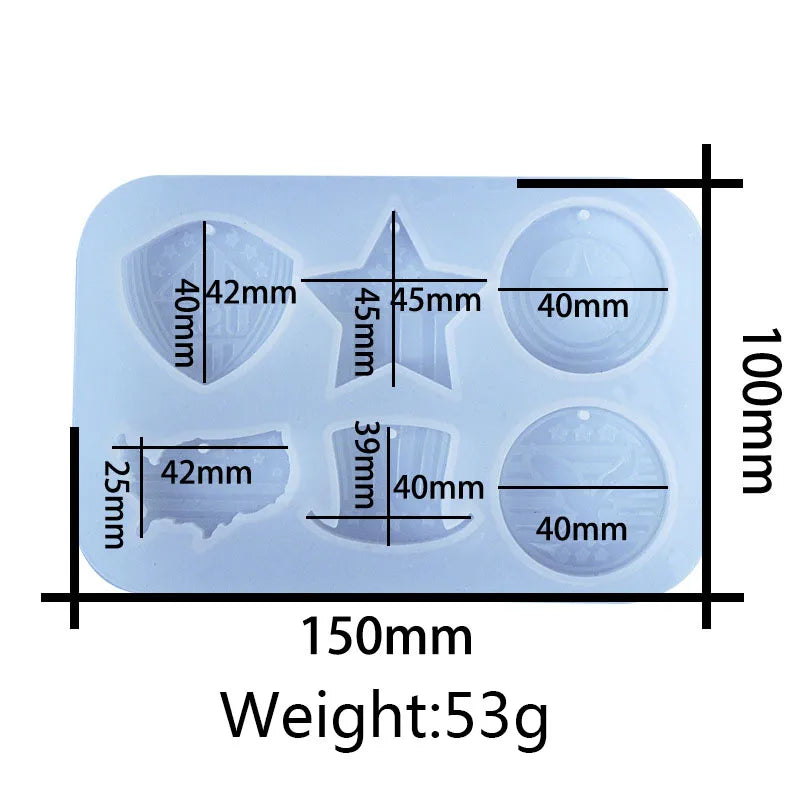 Independence Pendant Silicone Mold Shield Star Hat Epoxy Resin Mould
