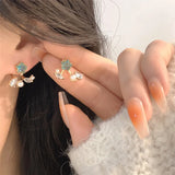 Designer's 5-Pointed Star Zircon Pearl Earrings