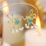 Designer's 5-Pointed Star Zircon Pearl Earrings