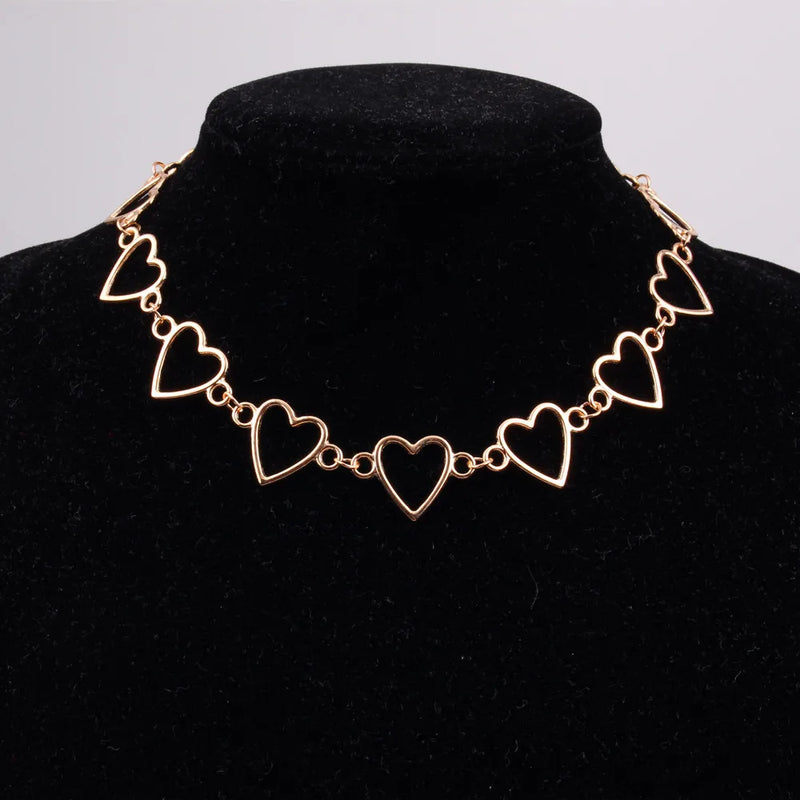 Gothic Metal Hollow Heart Necklace for Women