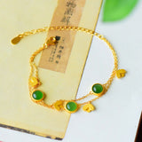 Ancient Hetian Jade Butterfly Bracelet Silver Jewelry