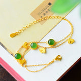Hetian Jade Butterfly Tassel Bracelet Silver Jewelry