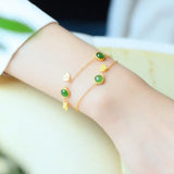Hetian Jade Butterfly Tassel Bracelet Silver Jewelry