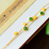 Ancient craftsmanship Hetian jade butterfly tassel bracelet