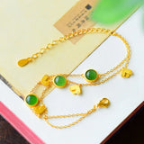 Ancient craftsmanship Hetian jade butterfly tassel bracelet