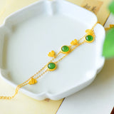 Hetian Jade Butterfly Tassel Bracelet Silver Jewelry