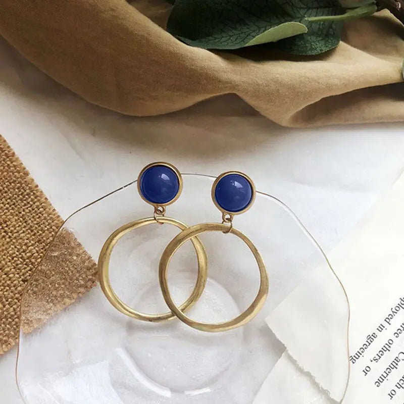 Inlaid Lapis Lazuli Earrings, Silver Jewelry for Women