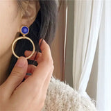 Inlaid Lapis Lazuli Earrings, Silver Jewelry for Women