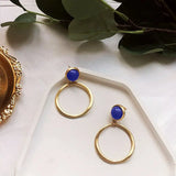 Inlaid Lapis Lazuli Earrings, Silver Jewelry for Women