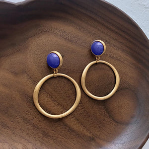 Inlaid Lapis Lazuli Earrings, Silver Jewelry for Women