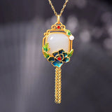 Gilt Peony Flower Hetian Jade Bracelet Women's Jewelry
