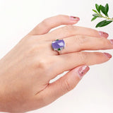 Inlaid Silver Purple Chalcedony Adjustable Ladies Jewelry