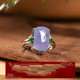 Inlaid Silver Purple Chalcedony Adjustable Ladies Jewelry