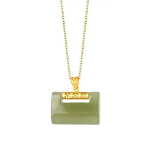 Women's Silver Inlaid Hetian Jade Necklace Pendant