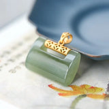 Women's Silver Inlaid Hetian Jade Necklace Pendant