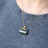Women's Silver Inlaid Hetian Jade Necklace Pendant