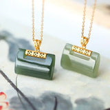 Women's Silver Inlaid Hetian Jade Necklace Pendant