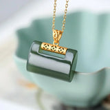 Women's Silver Inlaid Hetian Jade Necklace Pendant