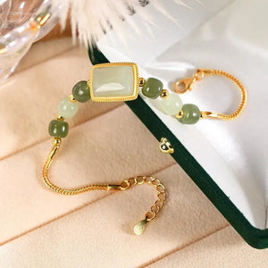 Handcrafted Hetian Jade Square Bracelet for Women