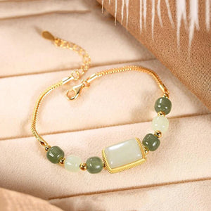 Handcrafted Hetian Jade Square Bracelet for Women