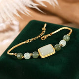 Handcrafted Hetian Jade Square Bracelet for Women