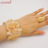 Indian African Flower Bangles With Ring Nigerian Wedding Bracelet