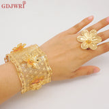 Indian African Flower Bangles With Ring Nigerian Wedding Bracelet