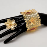 Indian African Flower Bangles With Ring Nigerian Wedding Bracelet