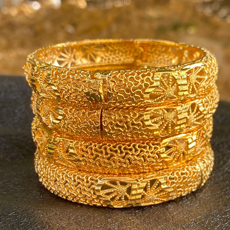 24k Gold Ethiopian Wedding Bangle Set for Women