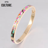 Indian Bangles for Women Stainless Steel Cuff Enamel Gold-Color Bracelets