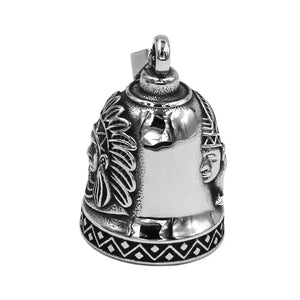 Indian Bell Pendant Men Necklace Feather Skull Biker Christmas Gift