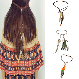 Bohemian Feather Rope Headband Hippie Headdress Hair Accessories