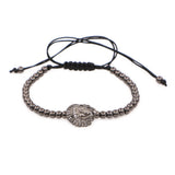 Indian Chief Head Zircon Macrame Bracelet for Men Women