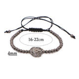 Indian Chief Head Zircon Macrame Bracelet for Men Women