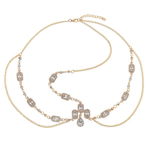 Indian Crystal Bridal Water Drop Forehead Head Chain Headbands for Women