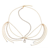 Indian Crystal Bridal Water Drop Forehead Head Chain Headbands for Women