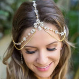 Indian Crystal Bridal Water Drop Forehead Head Chain Headbands for Women