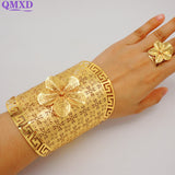 Indian Dubai Adjustable Chain Bangle & Ring Set for Women Bride