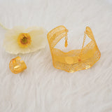 Indian Dubai Hollow Out Bangle Set with Ring for African Bride Wedding Party
