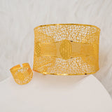 Indian Dubai Hollow Out Bangle Set with Ring for African Bride Wedding Party